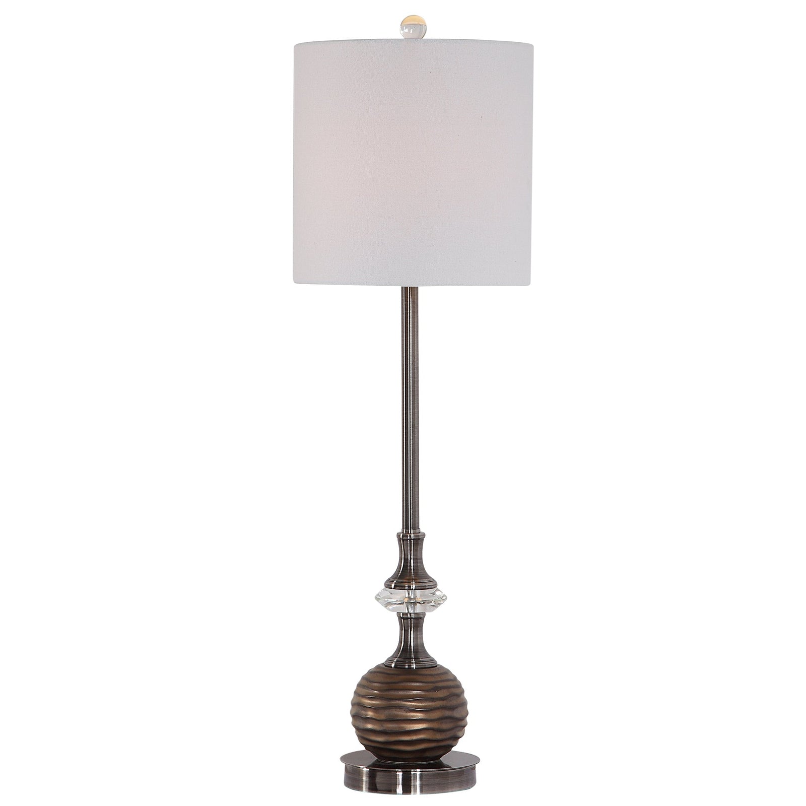 Modern Accents Brushed Nickel and Crystal Accents Table Lamp