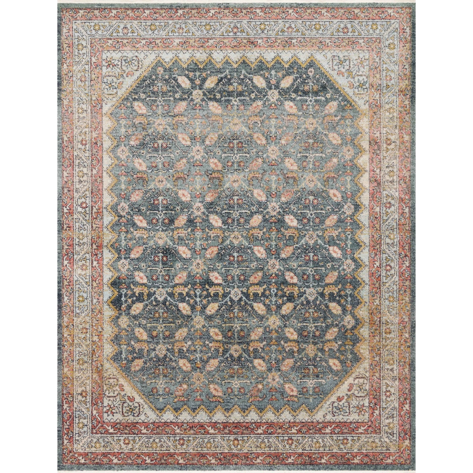 Loloi Magnolia Home Graham GRA-01 Rug in Blue / Persimmon