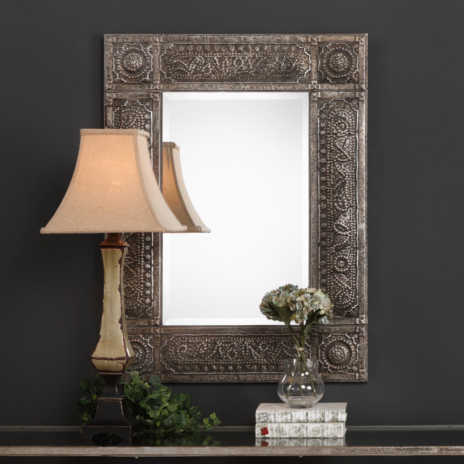 Modern Accents Embossed Metal Frame Mirror