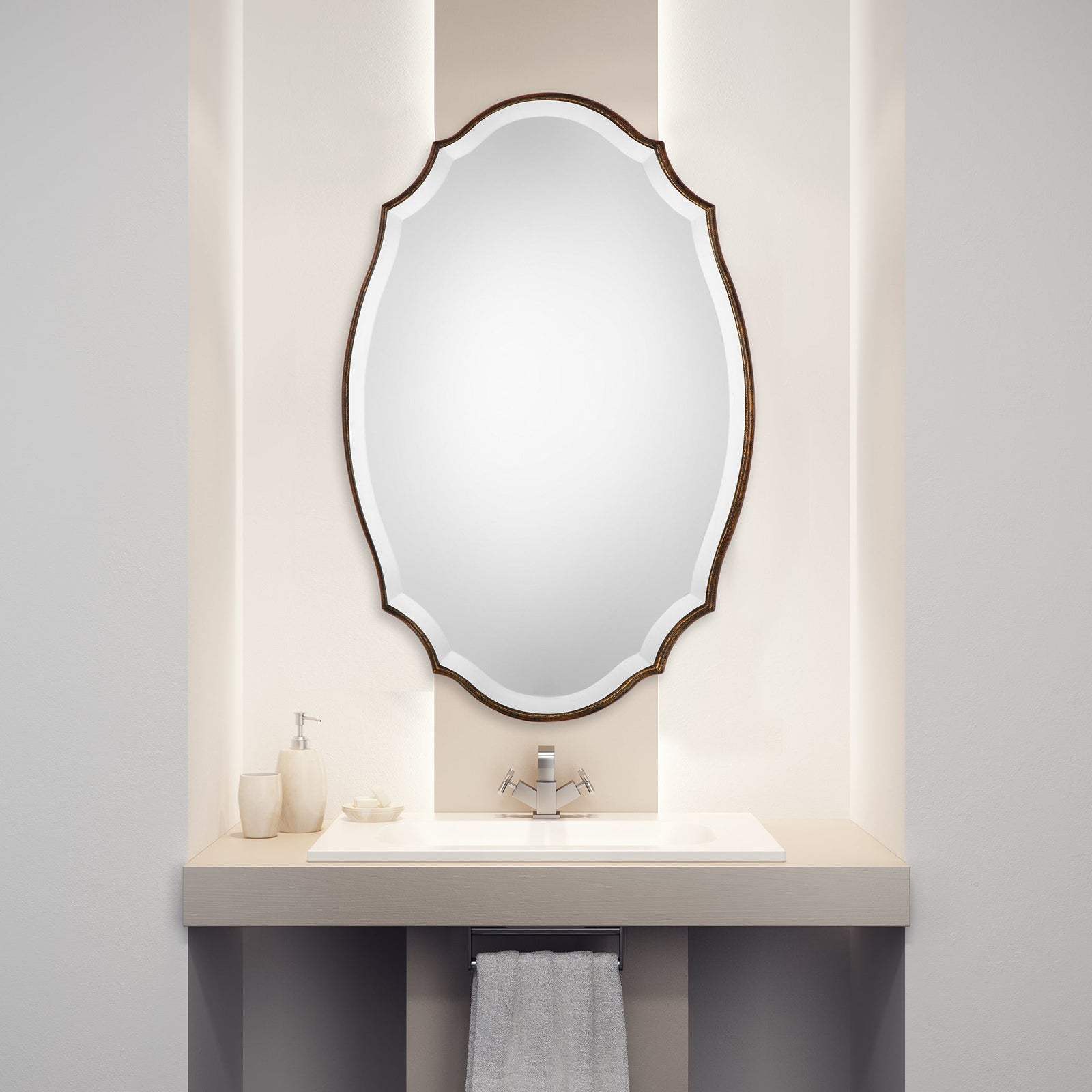 Modern Accents Shaped Beveled Mirror