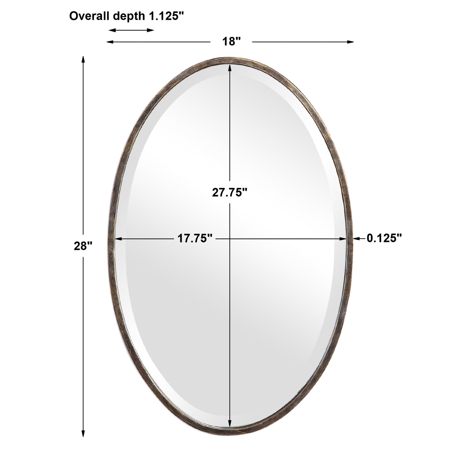 Modern Accents Narrow Oval Metal Frame Mirror
