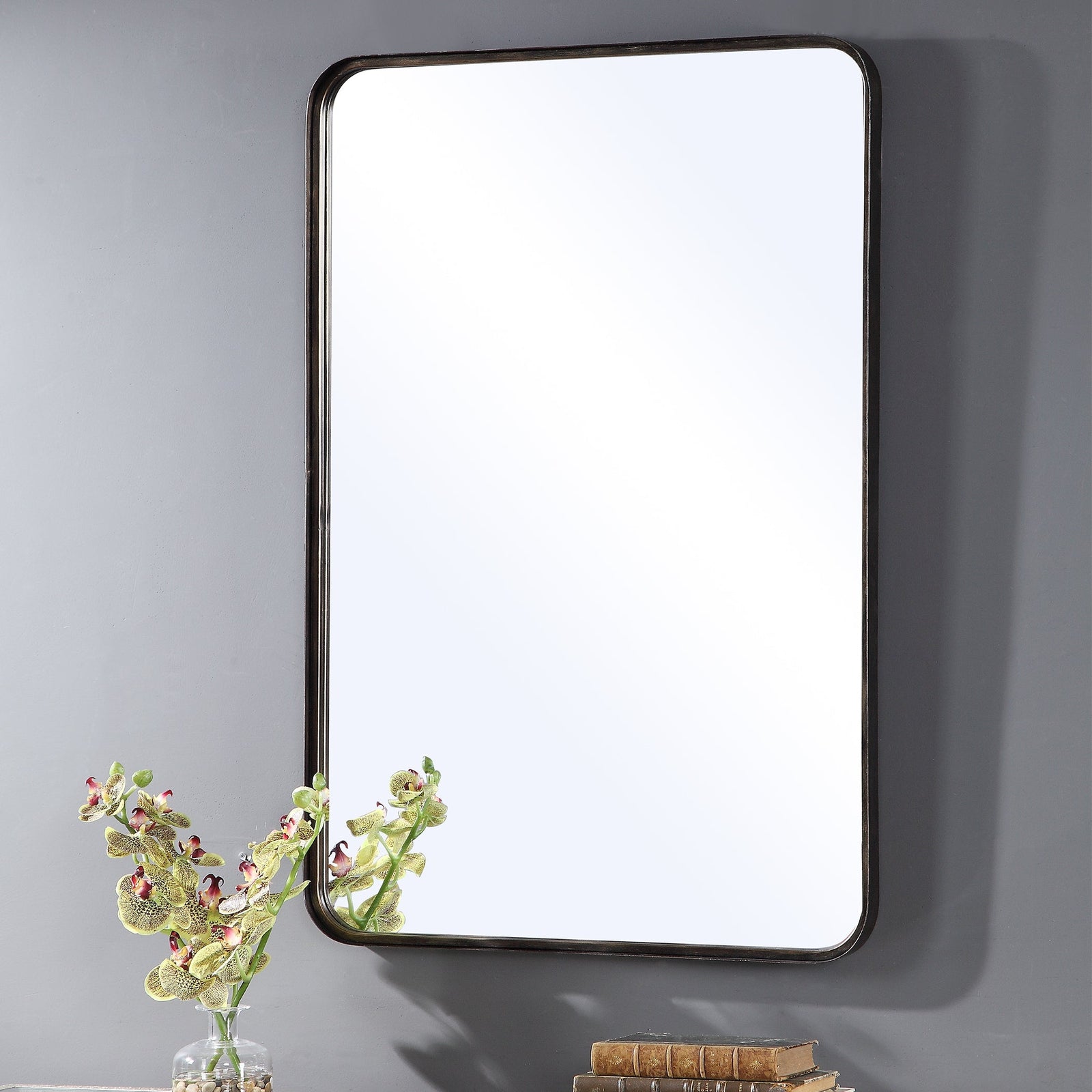 Modern Accents Rounded Metal Rectangular Mirror