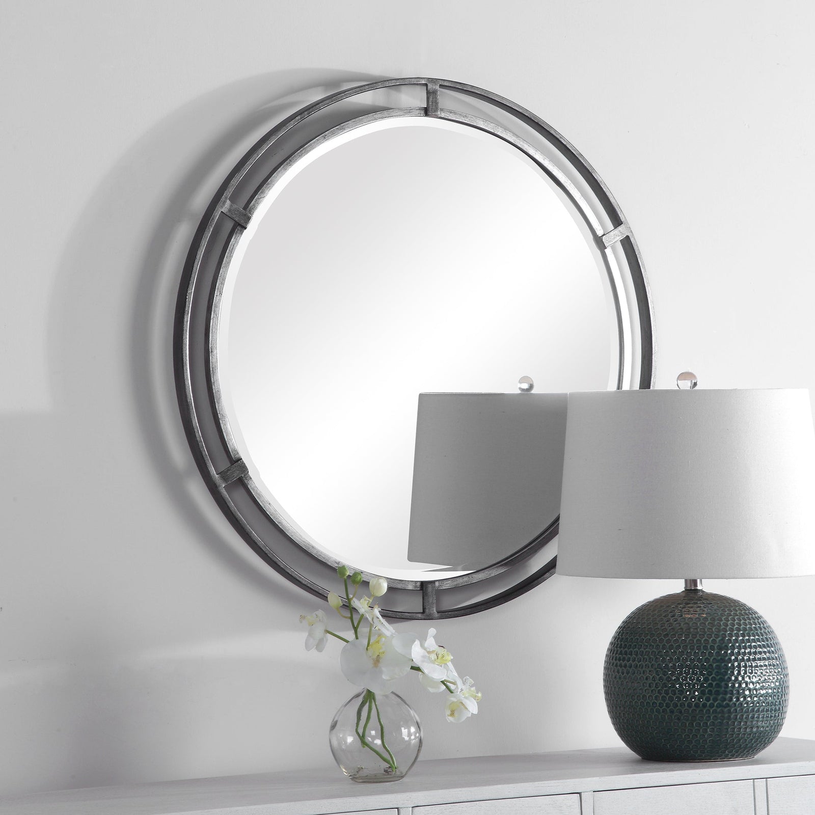 Modern Accents Round Iron Mirror