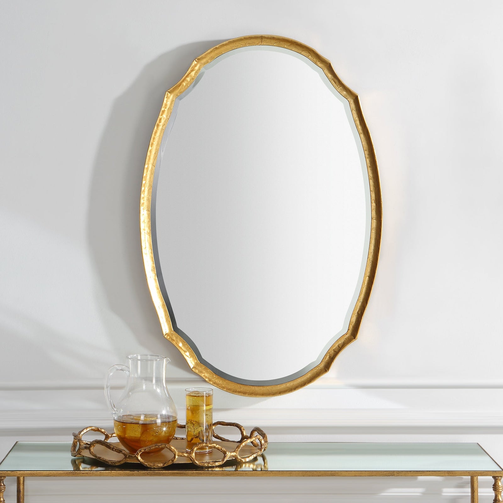 Modern Accents Oval Hammered Metal Mirror