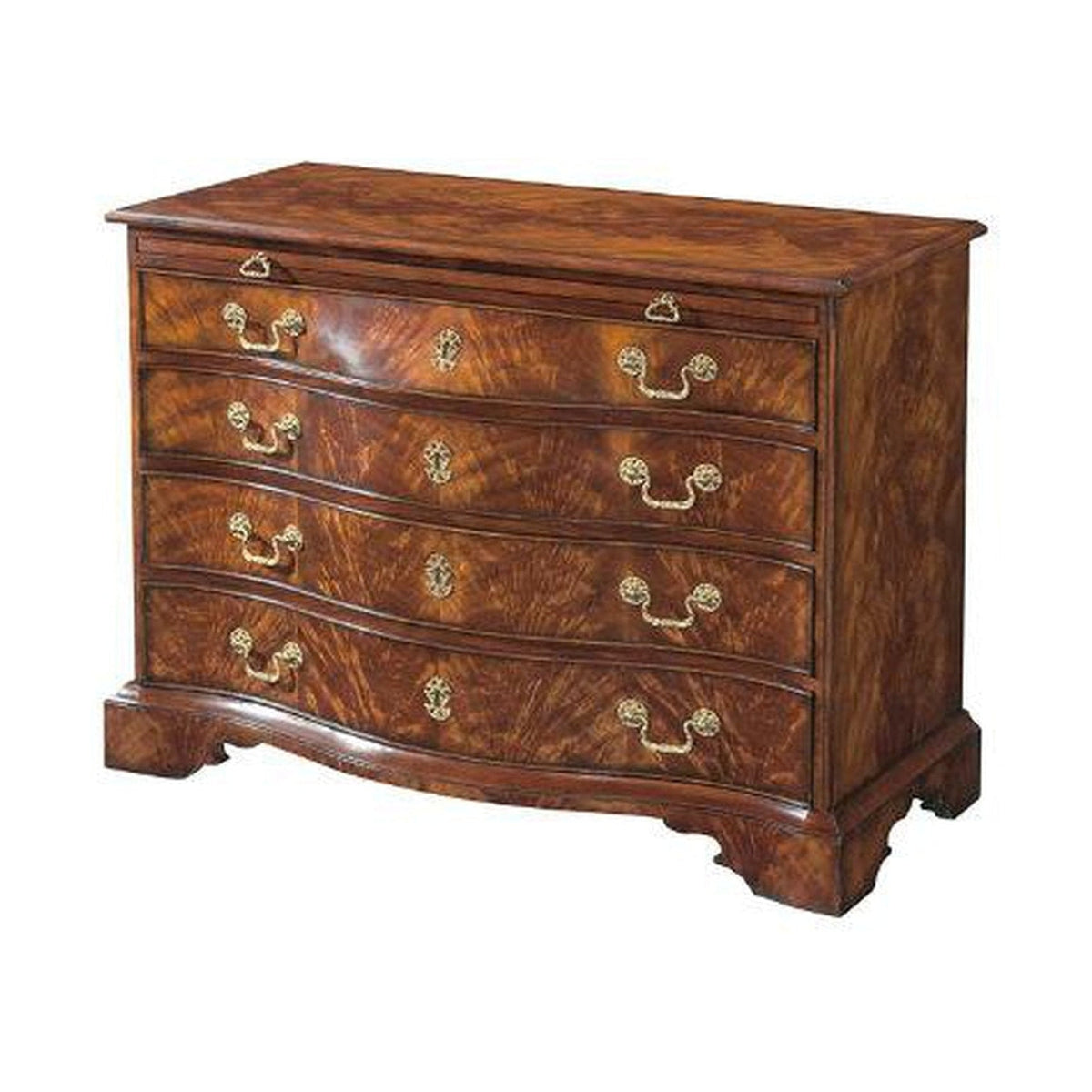 Solid Mahogany Serpentine Dresser in Green