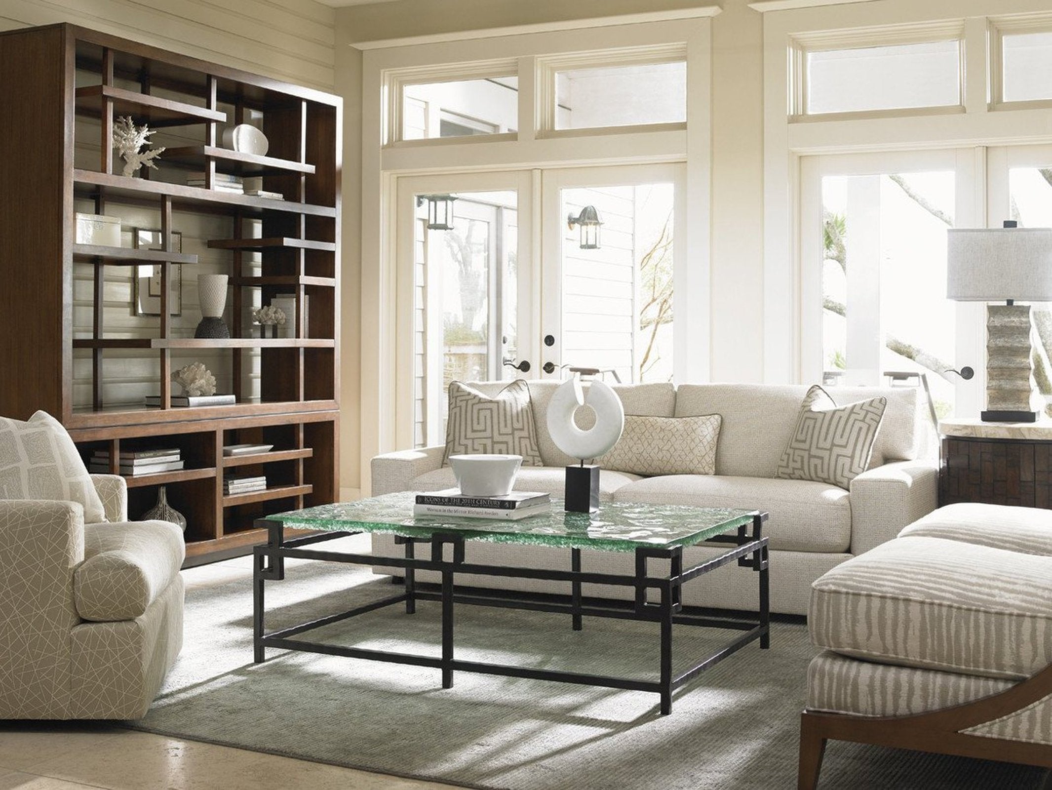 Tommy Bahama Home Island Fusion Hermes Reef Glass Top Cocktail Table