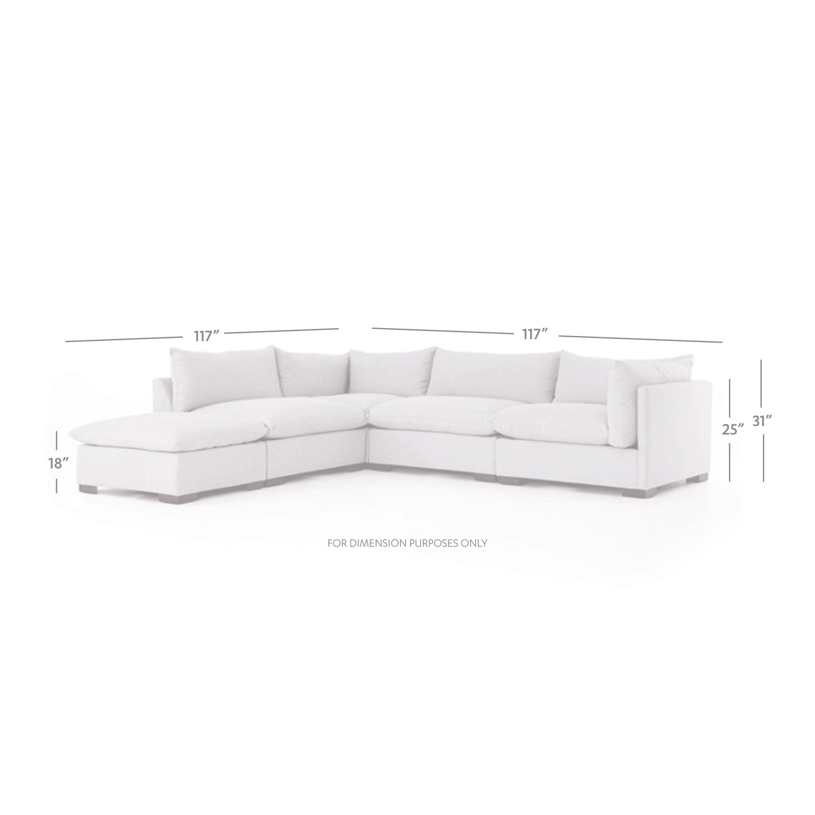 Four Hands Westwood 4 PC Sectional with Ottoman