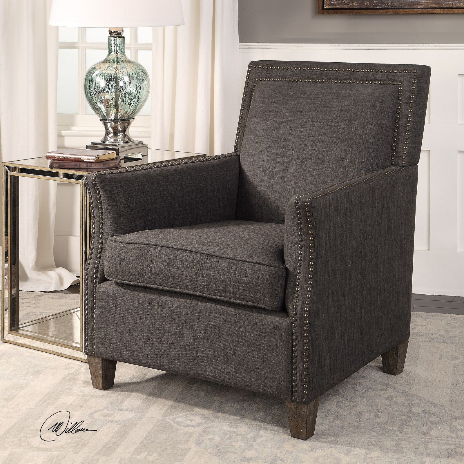 Uttermost Darick Charcoal Armchair