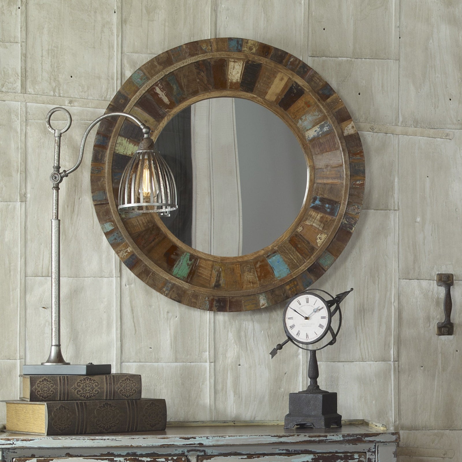 Uttermost Jeremiah Round Wood Mirror