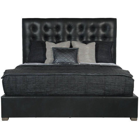 Bernhardt Interiors Avery Leather Button-Tufted Bed 66