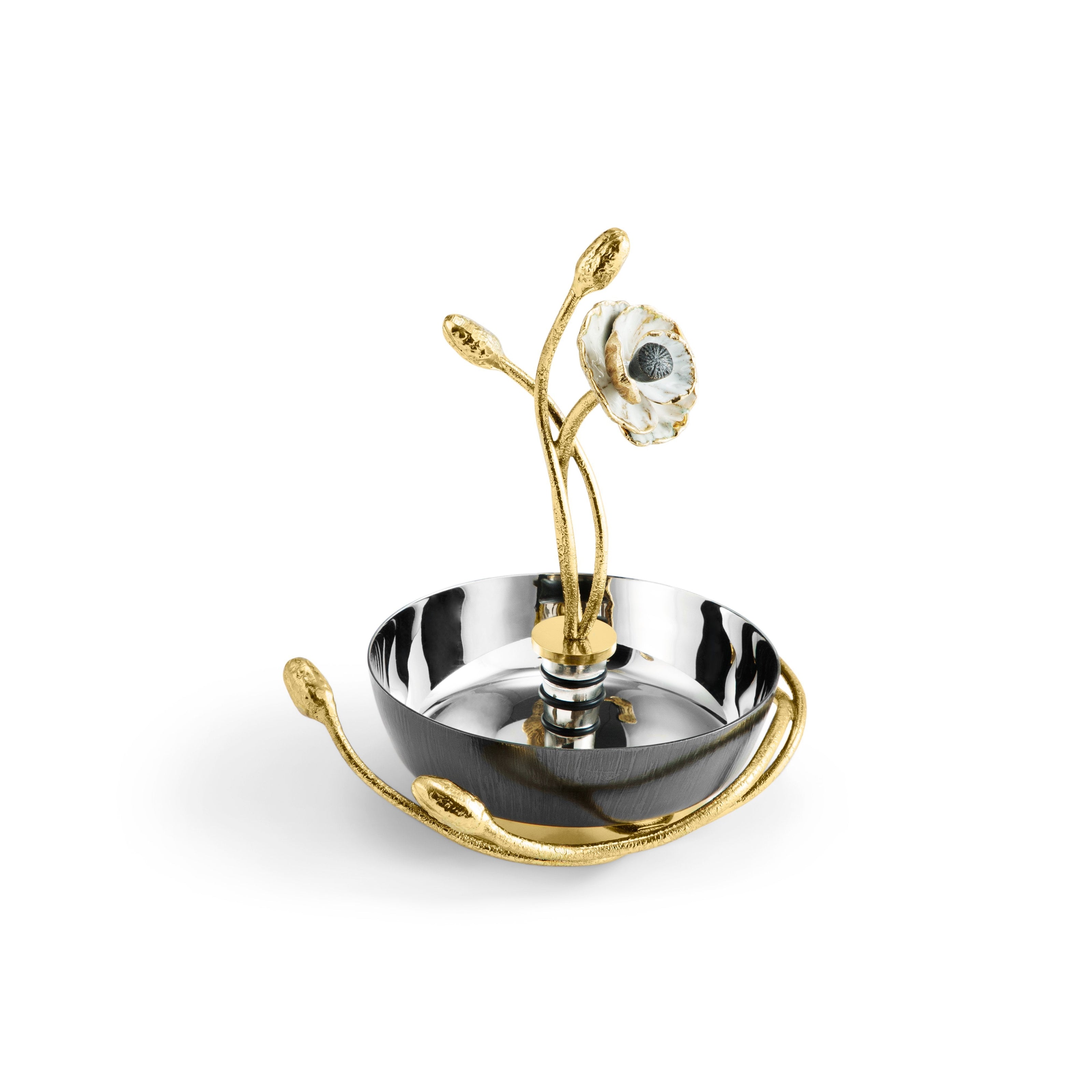 Michael Aram Anemone Wine Coaster & Stopper Set