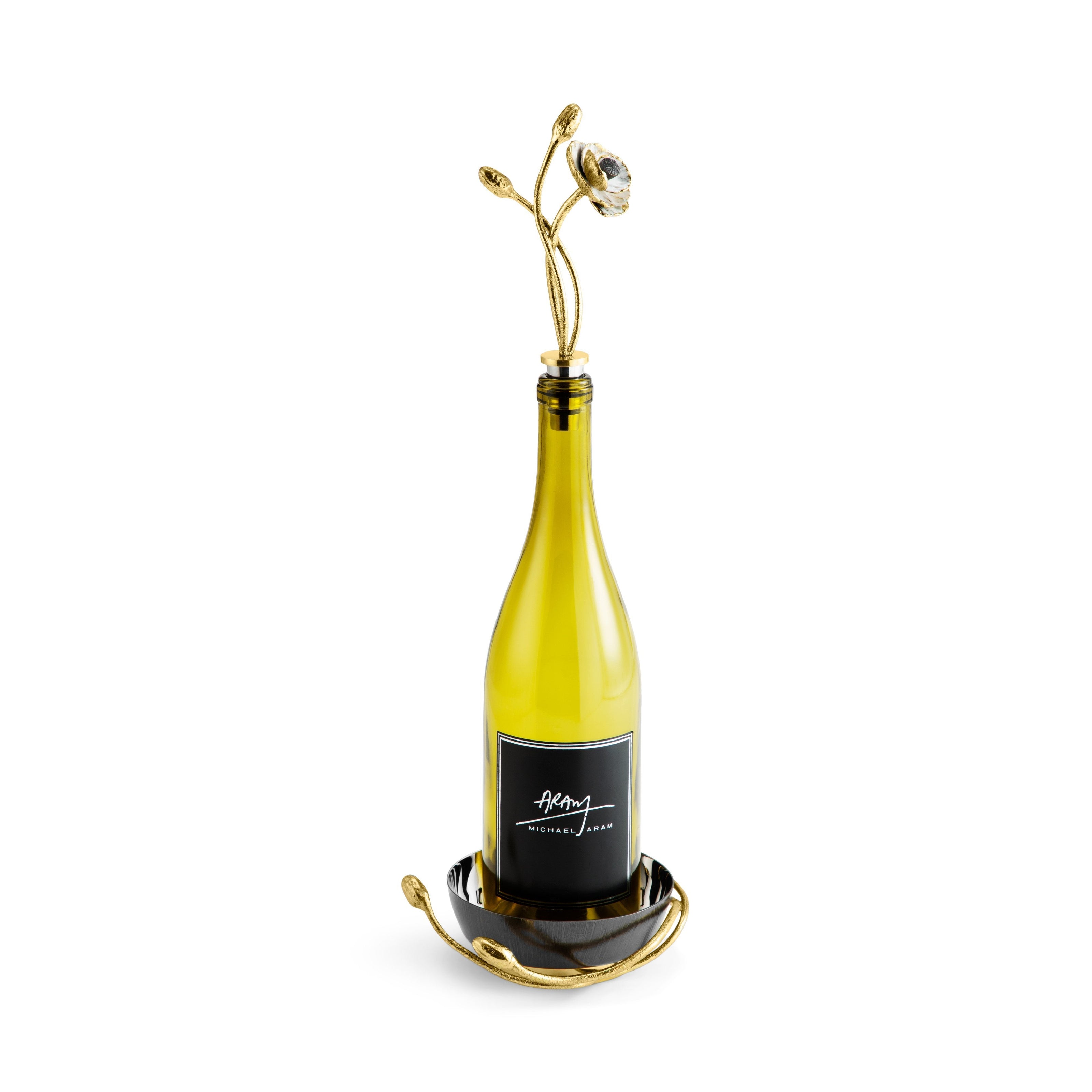 Michael Aram Anemone Wine Coaster & Stopper Set