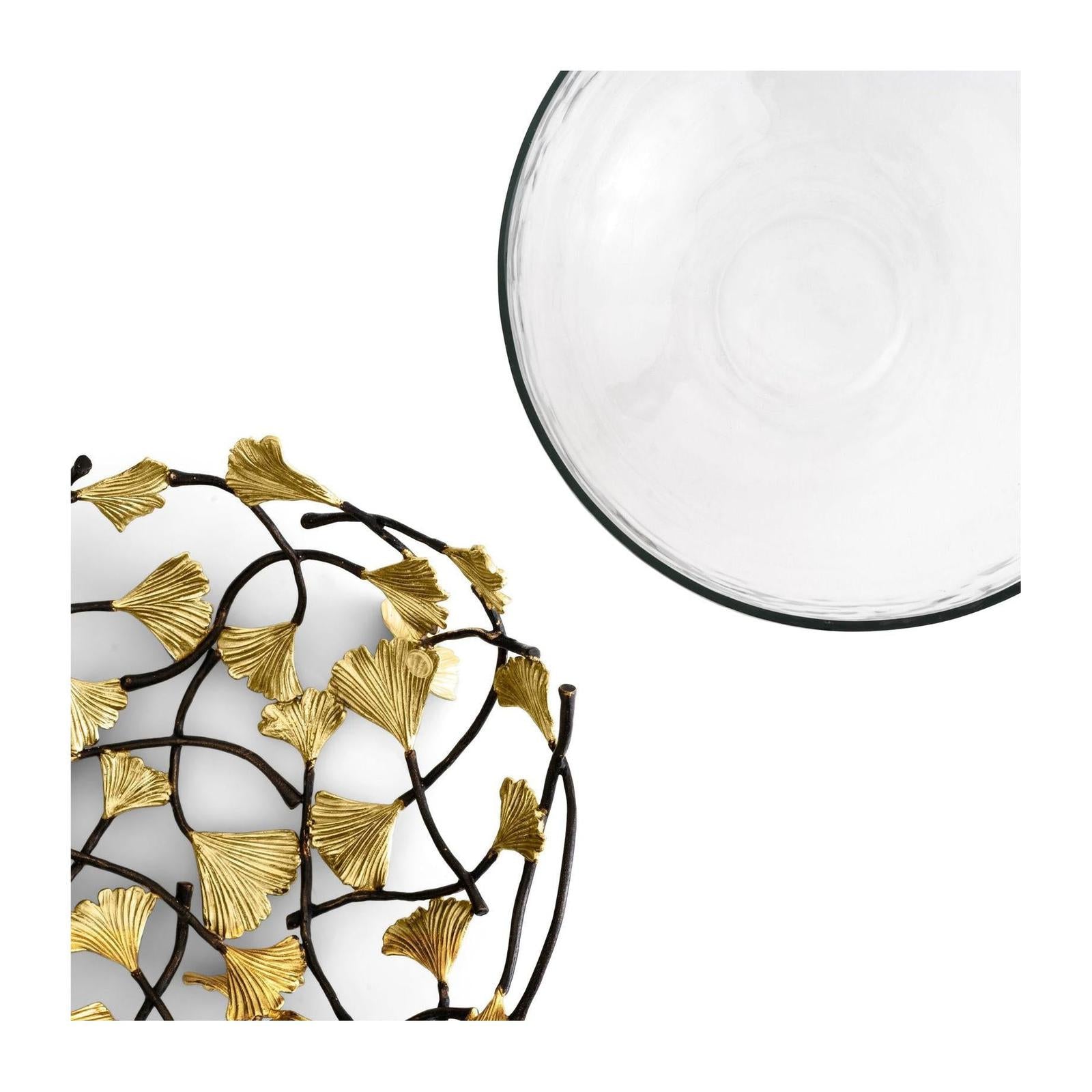 Michael Aram Golden Ginkgo Medium Glass Bwl