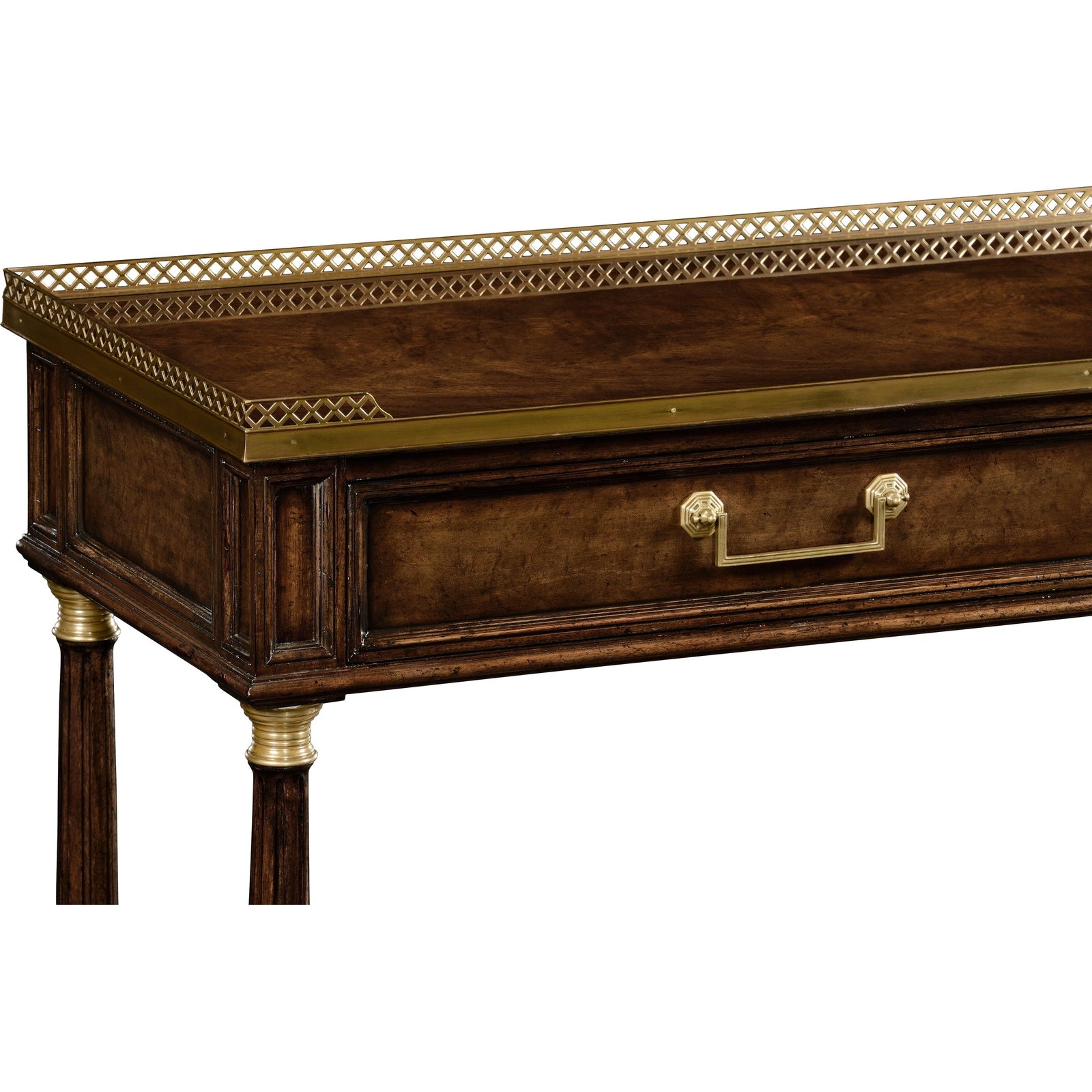 Jonathan Charles Brompton French Style Mahogany Console with Brass Gallery